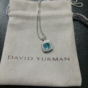 💖David Yurman💖 Petite Albion Pendant Necklace in Silver with Blue Topaz